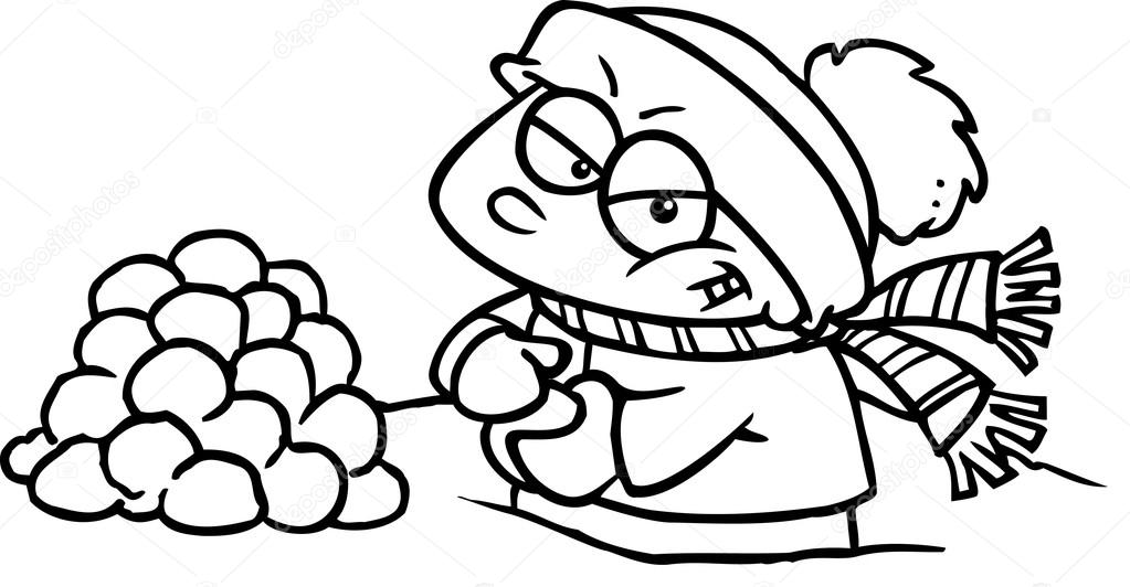 Cartoon boy making snowballs for a fight Stock Vector by ©ronleishman