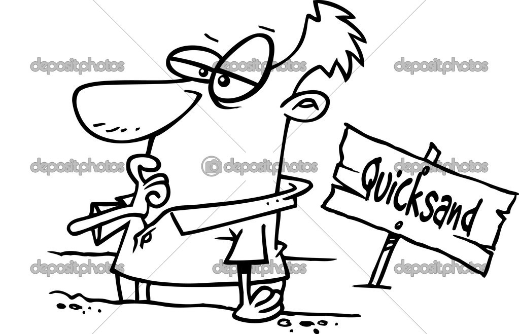 Cartoon Man Sinking In Quicksand Stock Vector