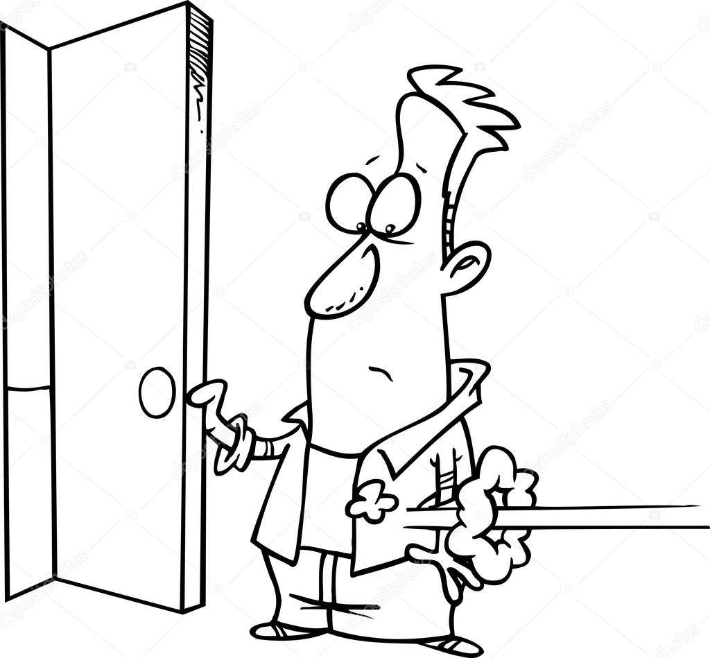 Cartoon Man Holding A Door Stock Vector Image By C Ronleishman