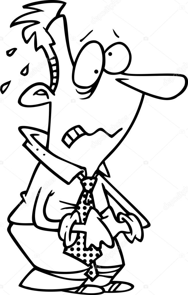 Cartoon businessman worried