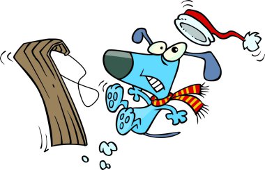 karikatür köpek kar kızağı