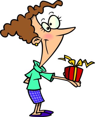 Cartoon Woman Giving a Present