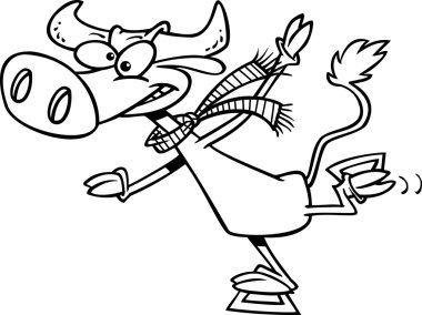 Cartoon Cow Skating clipart