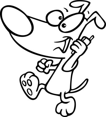 karikatür cep telefonu köpek