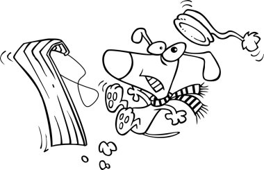karikatür köpek kar kızağı