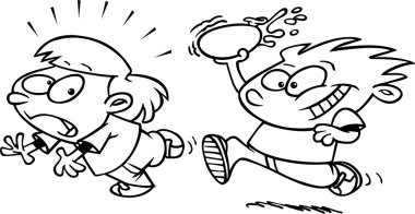 çizgi film çocuklar su balonları ile oynarken