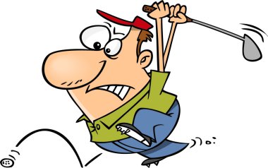 Golf topu kovalarken karikatür adam