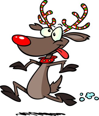 Cartoon Rudolph Running clipart