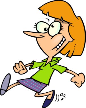 yürüyen karikatür kendine güvenen kadın