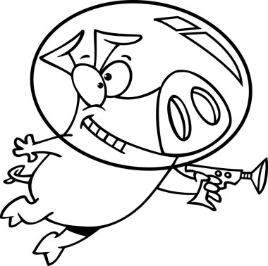 Cartoon Pig in Space clipart
