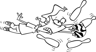 Bovling karikatür kadın