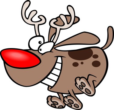 Cartoon Christmas Rudolph Puppy Dog clipart