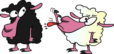 karikatür karası beyaz koyun