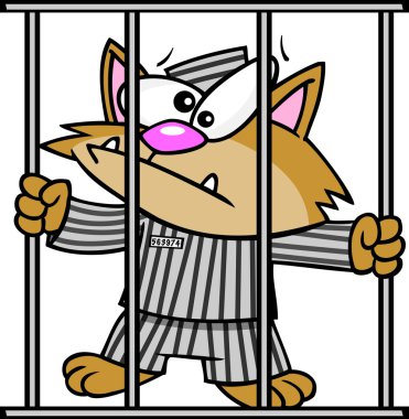 Cartoon Cat in Jail clipart