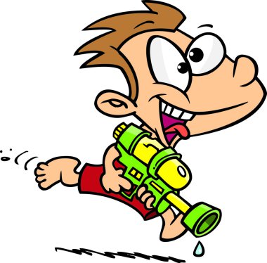 su tabancası ile çizgi film çocuk