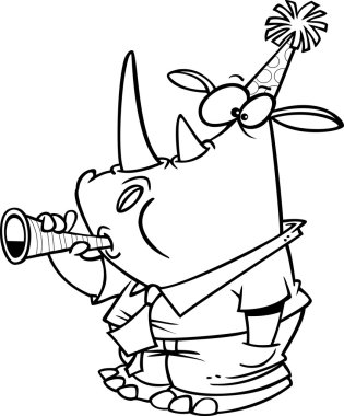 Cartoon New Year's Rhino clipart