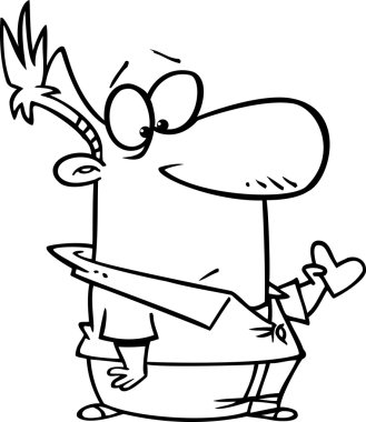 küçük bir kalp karikatür adam
