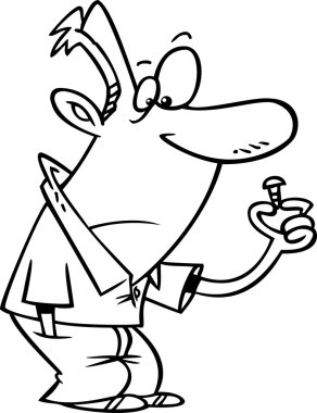 bir vida tutan karikatür adam