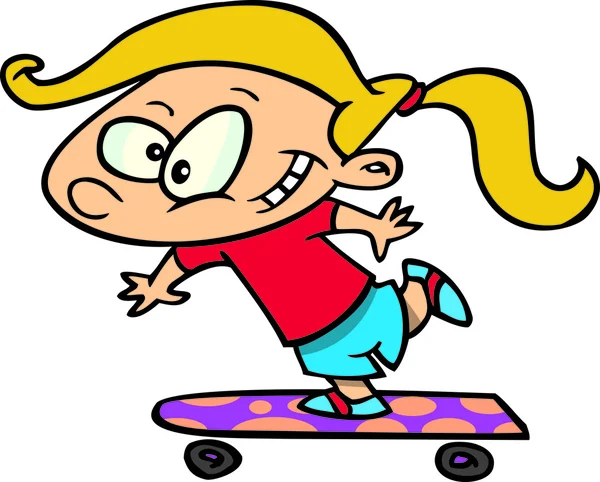 Skateboard de chica de dibujos animados — Archivo Imágenes Vectoriales