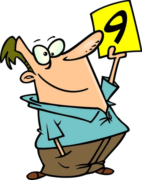 Cartoon Man Holding Scorecard — Stock Vector