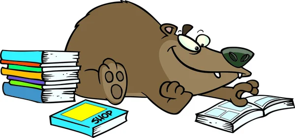 Kreslený medvěd čtení — Stockový vektor