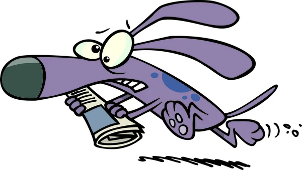 Cartoon Dog Fetching Jornal — Vetor de Stock