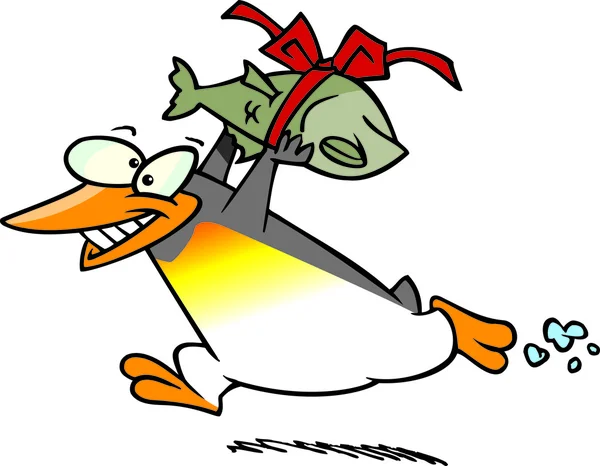 Cartoon pinguïn geschenk — Stockvector