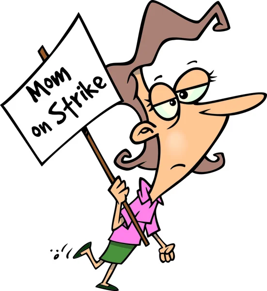 Cartoon Mom on Strike — Stock Vector