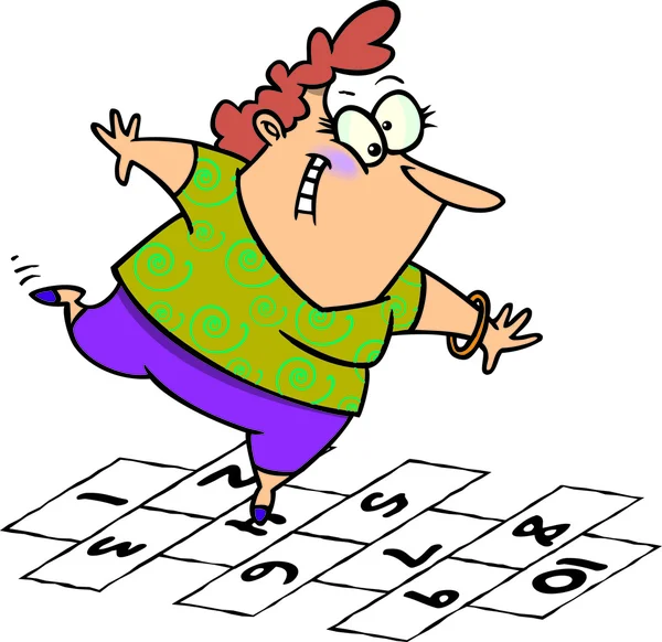 Mujer de dibujos animados Hopscotch — Archivo Imágenes Vectoriales