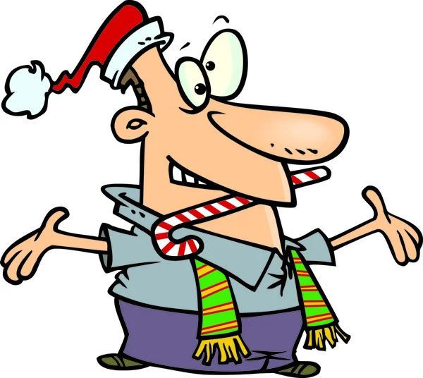 Hombre de dibujos animados celebrando la Navidad — Vector de stock