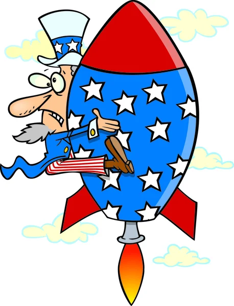 Cartoon Uncle Sam Rocket — Stock Vector