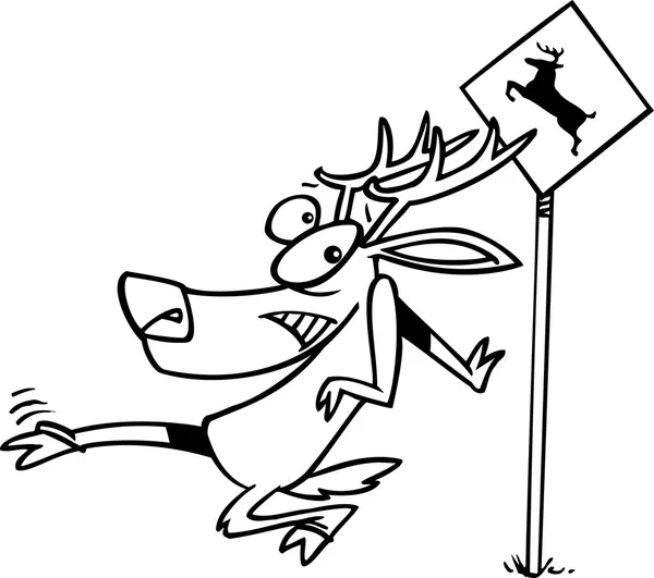 Penyeberangan Deer Kartun - Stok Vektor