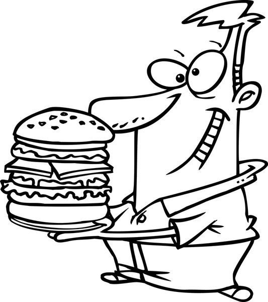 Hamburguesa grande de dibujos animados — Vector de stock