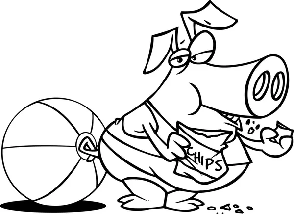 Cerdo de playa de dibujos animados — Archivo Imágenes Vectoriales