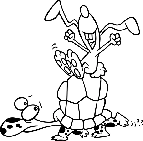 Kreslený želva a zajíc — Stockový vektor