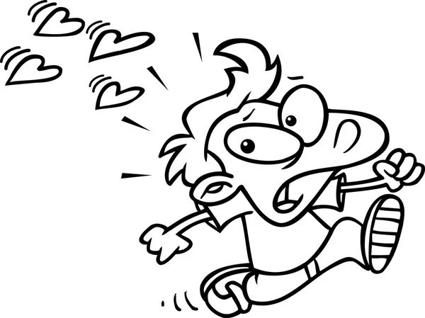 Cartoon Boy huyendo del amor — Archivo Imágenes Vectoriales