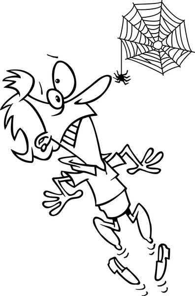 Cartoon Woman Afraid of Spiders