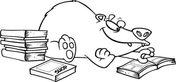Cartoon Bear Reading — Stock Vector