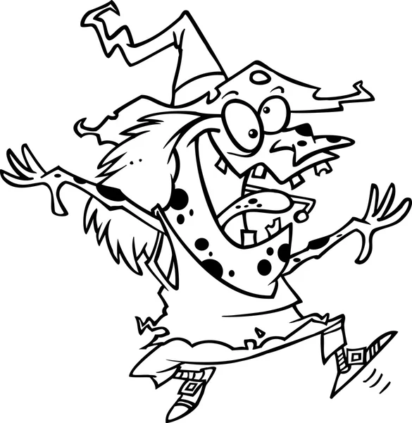 Dança de bruxa dos desenhos animados — Vetor de Stock