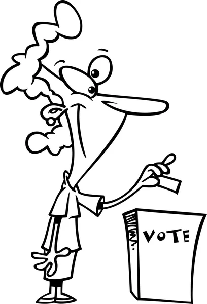 Cartoon Woman Voting — Stock Vector