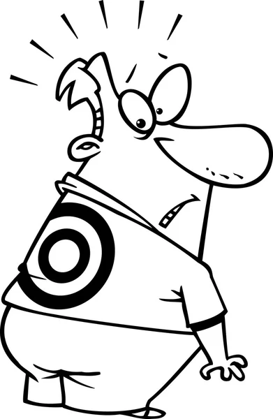 Homem dos desenhos animados com alvo em suas costas —  Vetores de Stock