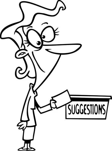 Mujer de dibujos animados haciendo una sugerencia — Vector de stock