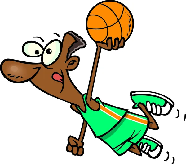 Dibujos animados jugador de baloncesto Dunk — Vector de stock