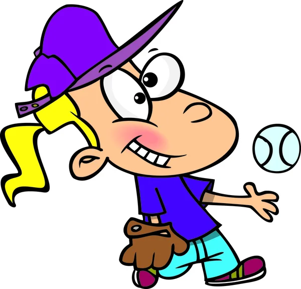 Cartoon Baseball Girl — Stock Vector