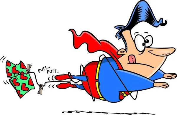 Super-herói dos desenhos animados Voando — Vetor de Stock