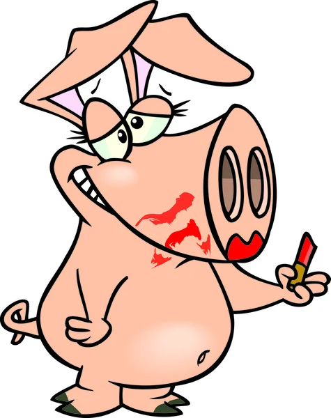 Karikatür domuz ruj — Stok Vektör