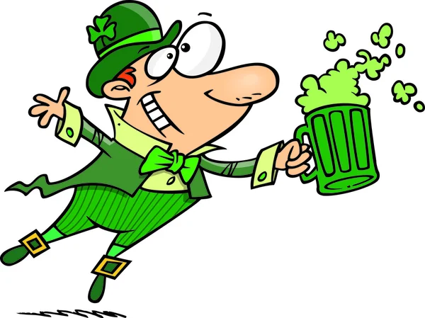 Cartoon Leprechaun Beer — Stock Vector