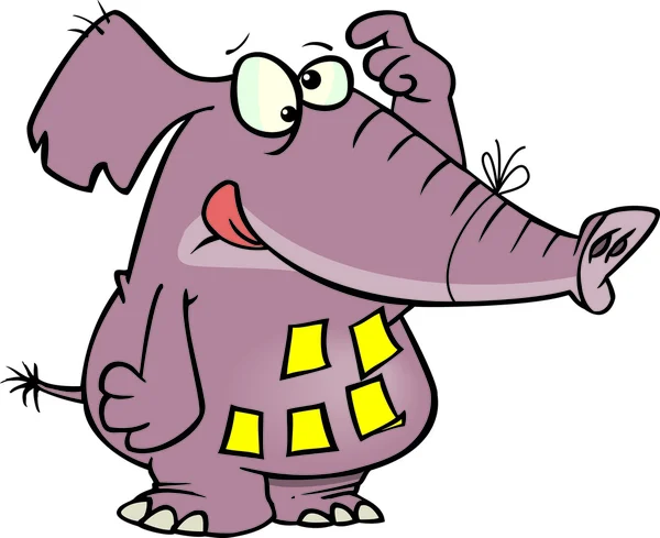 Memoria de elefante de dibujos animados — Archivo Imágenes Vectoriales