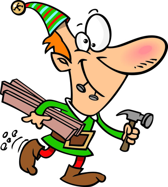 Карикатурный рождественский работник
