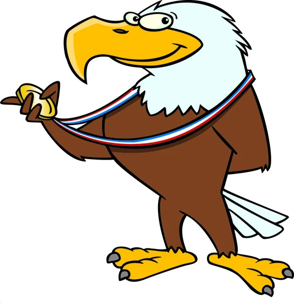 Kreslený eagle zlaté medaile — Stockový vektor